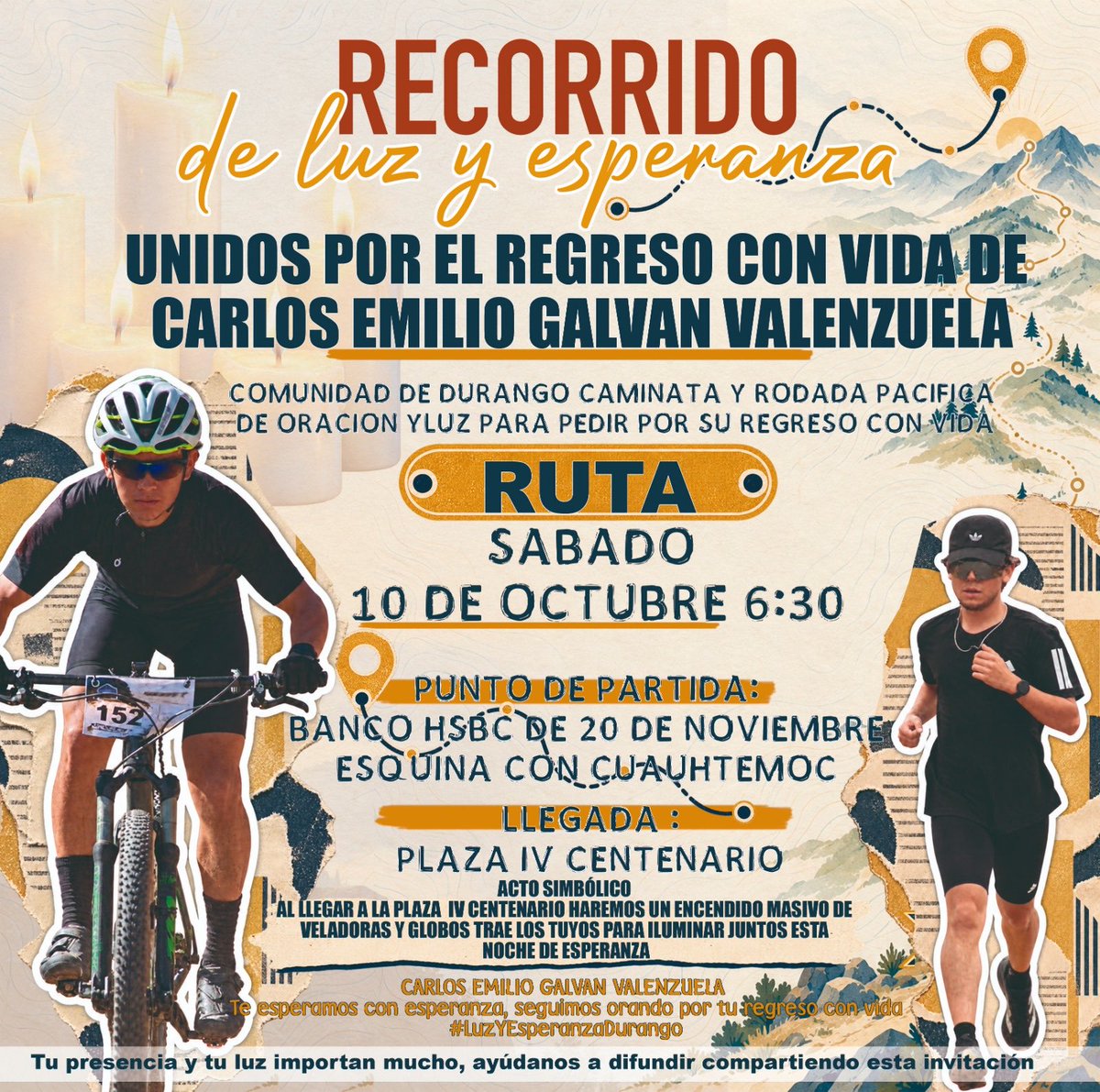 BrendaValgil's tweet photo. Hijo, Carlos Emilio 

Hoy cumples 22 años.

Hoy esta casa debería estar llena de risas, de tu voz, del pastel que tanto te gusta. Hoy deberíamos abrazarte fuerte y verte comer el mundo como siempre lo has hecho.

Hace un año, hijo, tu silla está vacía. Tu cuarto te espera intacto. Hace un año que tu ausencia nos cambió la vida, pero no nos ha quitado la fe.

Cada día te buscamos, hijo. Cada noche tu nombre está en nuestras oraciones. Le pedimos a Dios y a la Virgencita que te cuiden y te guíen de regreso a casa, con vida, sano y salvo.

Tu ausencia duele, pero nuestro amor por ti, hijo, es más grande que el dolor.

Por eso, con amor y con fe firme, invitamos a quienes te quieren, a quienes te conocen y a quienes sin conocerte han estado con nosotros, a unir su oración a la nuestra.

LA RUTA DE CARLOS EMILIO 
Recorrido en bicicleta y caminata 
📌 Acompáñanos a iluminar el camino:
• 📅 Sábado 10 de octubre • 6:30 PM.
• 📍 Salida: Banco HSBC (20 de Noviembre, esquina con Cuauhtémoc).
• 🏁 Llegada: Plaza IV Centenario.
• 🕯️ Acto simbólico: Encendido colectivo de veladoras y oración comunitaria en sintonía de paz.

MISA POR EL REGRESO CON VIDA DE NUESTRO HIJO*
*CARLOS EMILIO*

*Domingo 11 de octubre · 13:30 h*
*Catedral Basílica de Durango*
*Oficiada por el Padre César Astorga*

Los esperamos para orar juntos. Para encender una veladora por su camino. Para que su luz llegue hasta donde esté mi hijo y sepa que hoy, en el día de su cumpleaños, aquí seguimos esperándolo con los brazos abiertos y el hogar intacto.

Hoy cumples 22, hijo, y aquí te celebramos con oración, con amor y con la esperanza firme de tenerte pronto en casa.

Los esperamos con el corazón en la mano.

#CarlosEmilioGalvanValenzuela 
#nosfaltaCarlosEmilio 
#NuncaMásOtraFamilia 
#NosFaltanMásDe134mil 
#familiasquebuscan 
#verdadyjusticia 
#LaRutaDeCarlosEmilio 
#LaBúsquedaContinúa