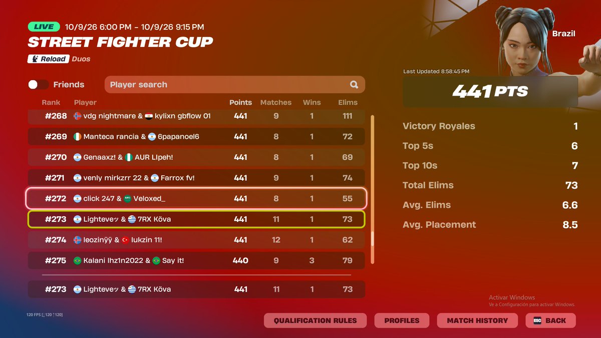 kovaakfn's tweet photo. no se pudo tan cerca pero tan lejos 60 puntos mas y estabamos adentro, se me cayo del mapa en 3 games. si no la sacabamos, muy troll Fortnite pero contento con el resultado, volvi al game hace 2 semanas. 🤧 https://t.co/YEg1DlPUPg