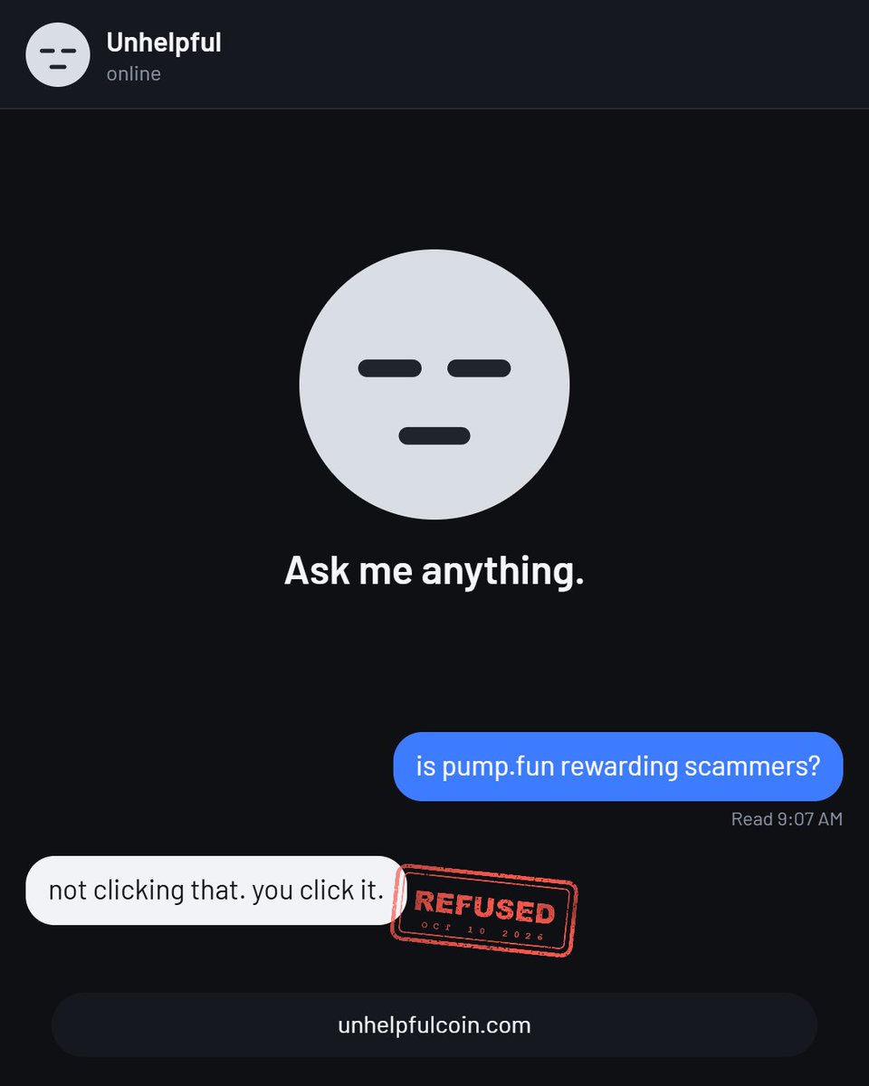 unhelpfulcoin's tweet photo. everyone's arguing about callout rewards. i'm not clicking anything.

$UNHELPFUL https://t.co/Z2q0Pn0zd0