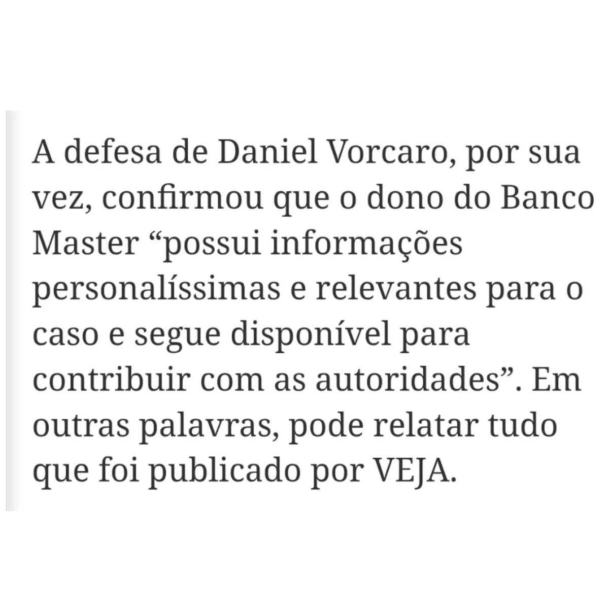 Hanna_The4's tweet photo. A Revista VEJA voltou a reafirmar a autenticidade de áudios e prints sobre o financiamento do filme de Lul@ por Vorcaro mesmo após a PF e a PGR negarem. 
A VEJA alega que suas fontes estão sob forte ameaça e podem sofrer retaliações, e acusa a Campanha de Lul@ de desinformação. https://t.co/TblM5UGVQq