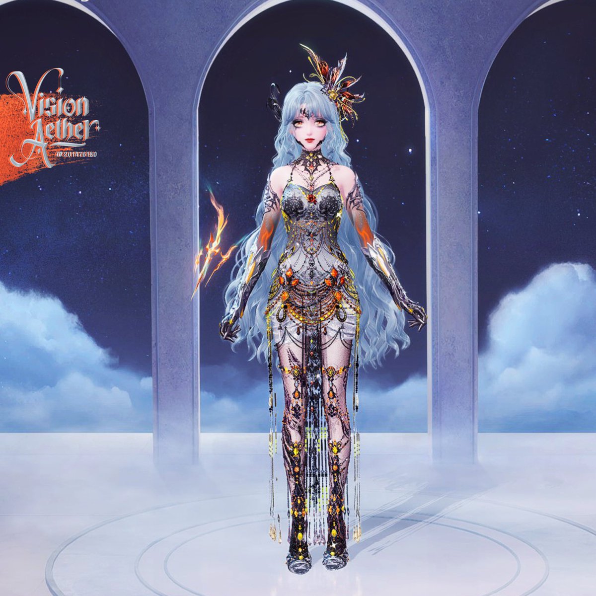 VisionAether's tweet photo. The Full Look-With Alt Hairstyles 
I picked the liquid one for pics but those are beautiful too🧡 https://t.co/662qaYGmxj
