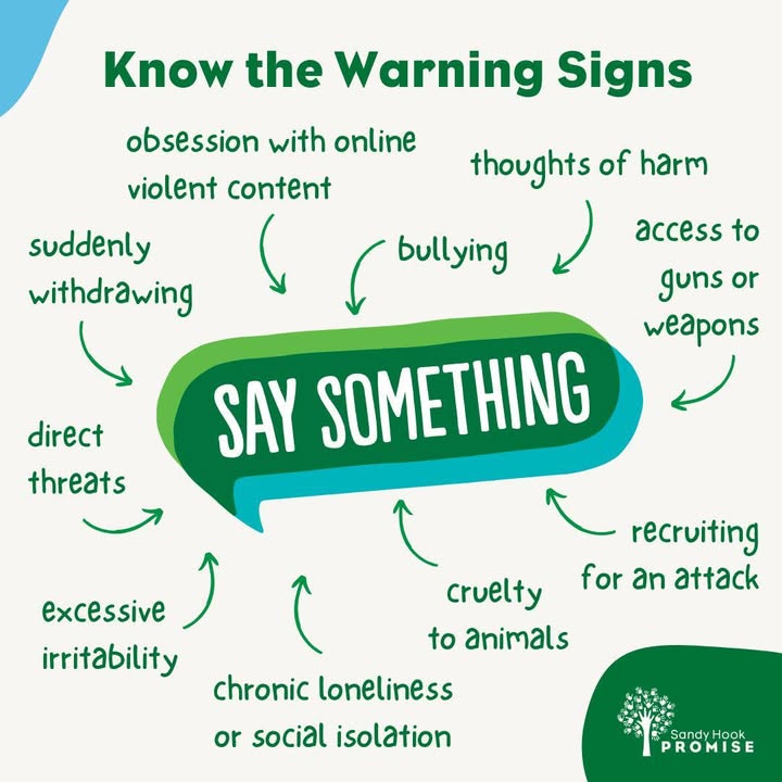 sandyhook's tweet photo. People who hurt themselves or others often show warning signs before they carry out an act of violence. Text KNOW to 79775 to learn the signs.
#EndGunViolence #ProtectOurKids #SandyHookPromise #SaySomethingSavesLives #knowtheSigns https://t.co/htqiDMvvjM