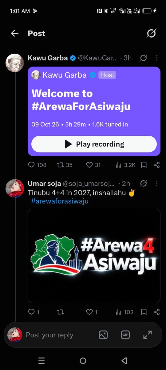 soja_umarsoja6's tweet photo. Alhamdulillahi! 
Alhamdulillahi! 
Alhamdulillahi! 

We are now officially accepted and welcomed into the #ArewaForAsiwaju movement! 

To everyone who wishes to join this movement, feel free to come on board. You will be warmly welcomed and accepted! 🤝

Tinubu 4+4 in 2027, 
#A4A https://t.co/TtWNWkJV4b