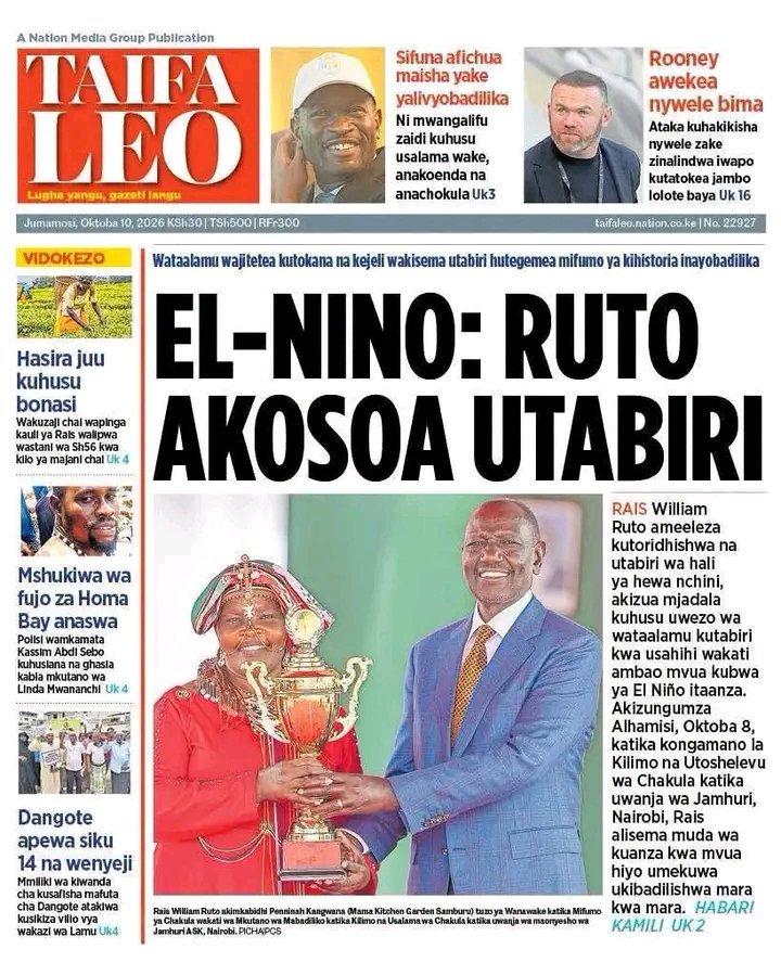 Realkangethe's tweet photo. Good morning ladies and gentlemen, here are today's bold headlines in our local dailies. https://t.co/BEWeNpv4xO