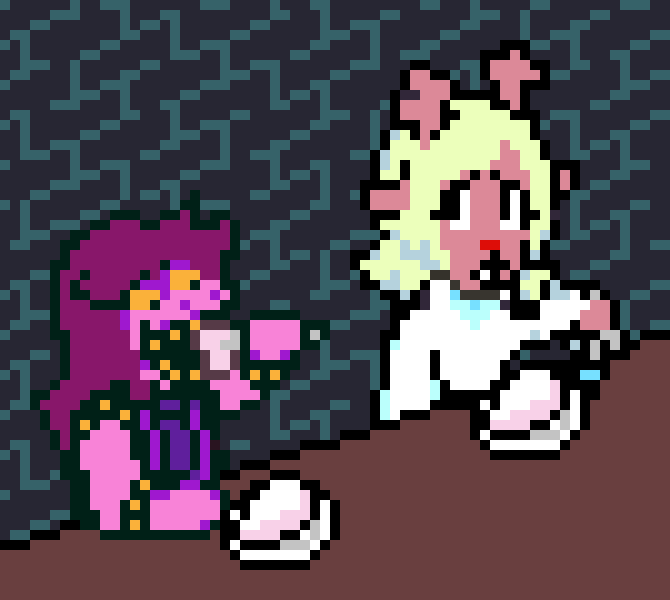 difrntusername's tweet photo. awkward dinner
#deltarune #utdr #pixelart #noelleholiday #tenna and #susiegaster i guess shes in this https://t.co/zvLly8803Q