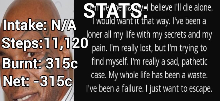 wtfimstarving's tweet photo. 10.09
I couldn't make it 15k steps,   Ok lazy fuck. https://t.co/nN5XaElAdX