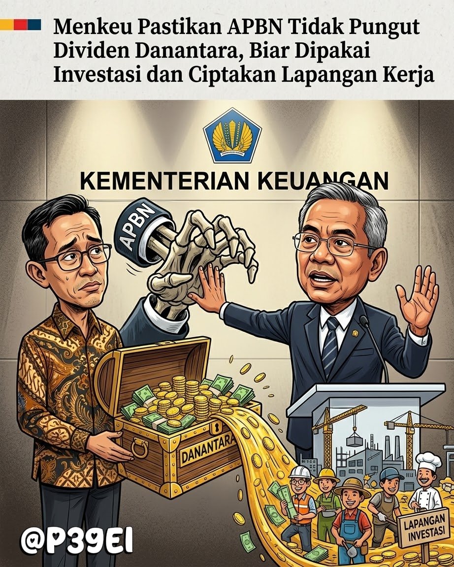 P3gEl's tweet photo. Makanya, kalau mau nagih dividen ke Danantara itu dipikir-pikir dulu, jangan asal semangat minta setor triliunan rupiah. Salah-salah, bukan dividen yang masuk kas negara, malah nama Anda yang masuk daftar 'pensiun dini' alias dipecat dari kursi Menkeu. 

Tenang saja, sekarang Menkeu penggantinya sudah memastikan APBN ikhlas nggak mungut dividen kok, biar Danantara tenang berinvestasi dan ciptakan lapangan kerja... dan yang nagih kemarin bisa tenang merenung di rumah sambil mancing ikan😊