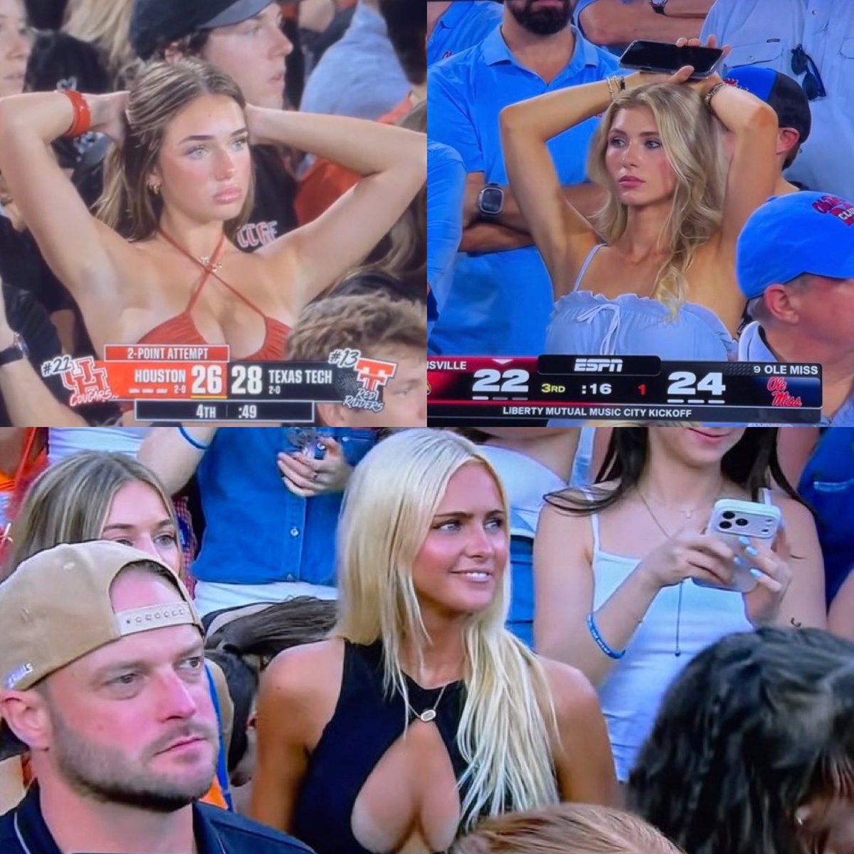 hottakes_app's tweet photo. Which cameraman has done the best job so far this season during College Game Day? 

🔸Florida tanned blonde 
🔸Ole Miss Southern Girl
🔸Sad Texas Tech Cowgirl https://t.co/VsR1qzfHmM