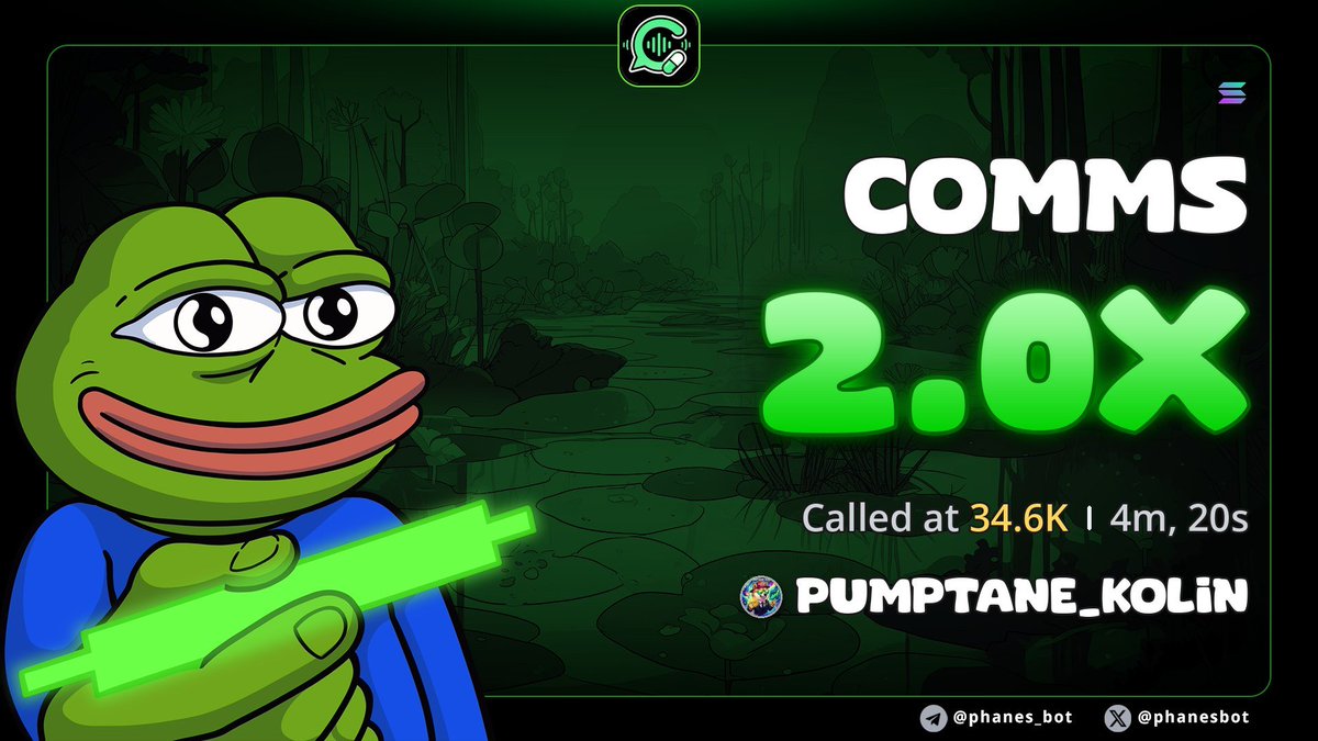 Pumptane_Kolin's tweet photo. 2.0x profit from my call on $COMMS

HoF34xUnnY7p3dBu2gsw4k4CJK28MBKi61G7QDNipump https://t.co/luoKme0Pj1