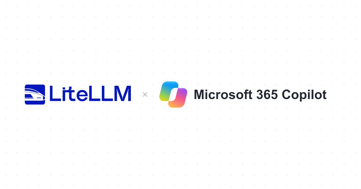 YassinKortam's tweet photo. Microsoft 365 Copilot is now available through LiteLLM AI Gateway.

With LiteLLM and Copilot, it's now possible for your apps to answer questions like "summarize my emails and my last call” 

https://t.co/Kl7A1MCJ3d https://t.co/1zR5ozKZqn