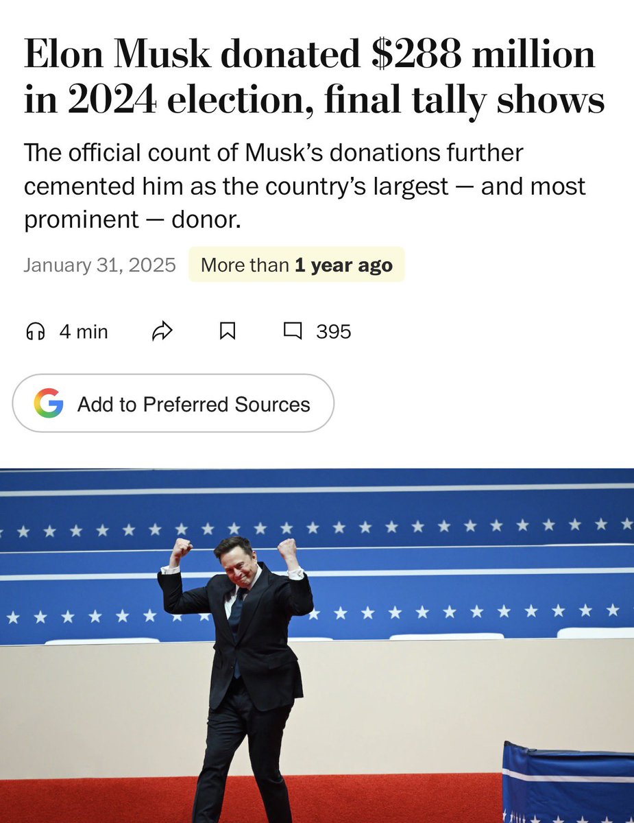 ExSecular's tweet photo. Elon musk donated $288 million in 2024 election only to keep out BYD cars out of US market ?? https://t.co/um7dYXCqME