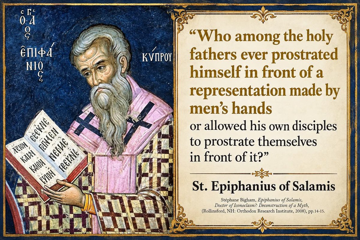 eoexamined's tweet photo. "Who among the holy fathers ever prostrated himself in front of a representation made by men’s hands or allowed his own disciples to prostrate themselves in front of it?"- St. Epiphanius of Salamis https://t.co/I7cacqKWRU