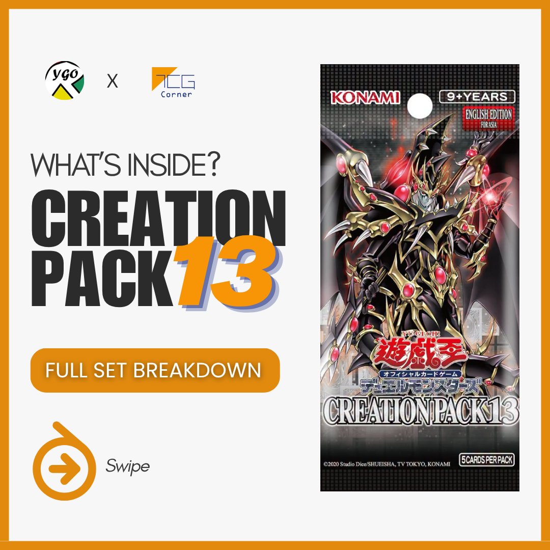 Respect_YGO's tweet photo. LOOK: Here's a quick guide of all the rarities and cards included in CREATION PACK 13 Asian English which drops today, October 10th!
Hope you find this helpful everyone!
(1/2)
#yugiohAE #CreationPack13 #RedEyes #DarkMagician #Destinyhero https://t.co/hQGoBgYSH2