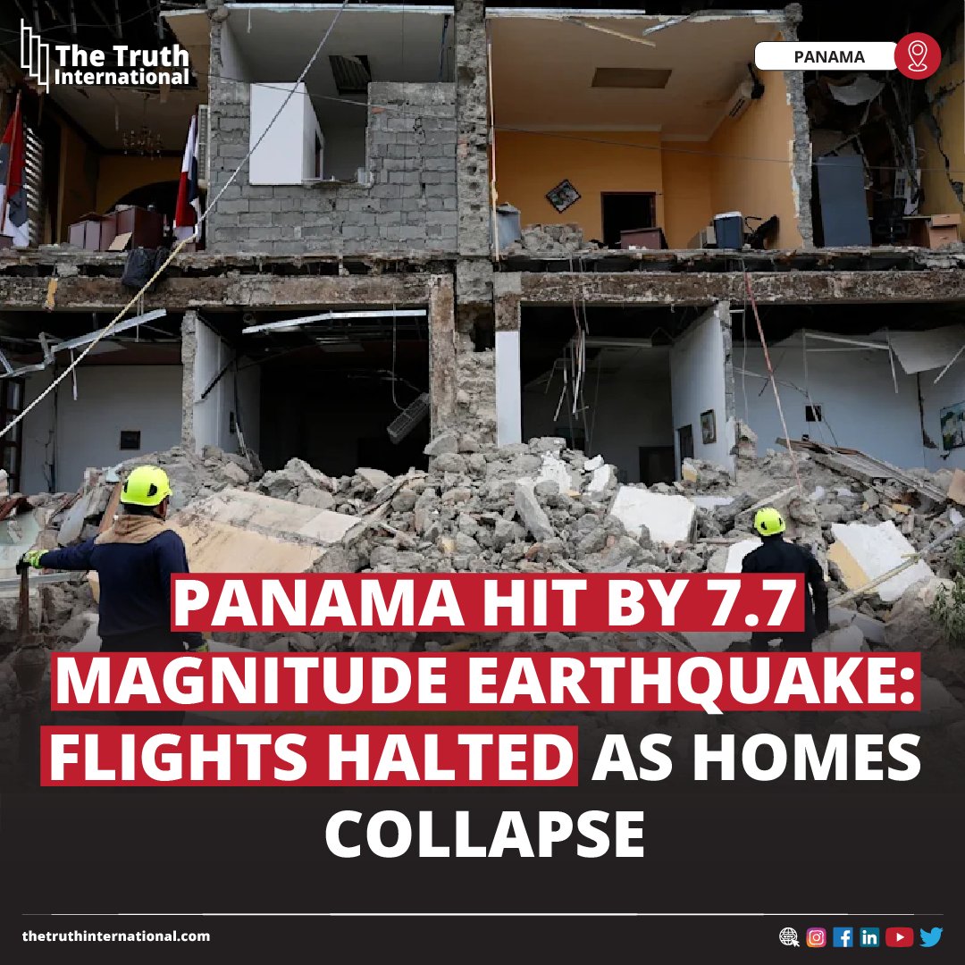 ttimagazine's tweet photo. Panama Hit by 7.7-Magnitude Earthquake: Flights Halted as Homes Collapse

FOR FURTHER DETAILS: https://t.co/1PFlaNcm5z

#Panama #Hit #7POINT7Magnitude #Earthquake  #Flights #Halted #HomesCollapse #TTI https://t.co/CY6pC7ZNR2