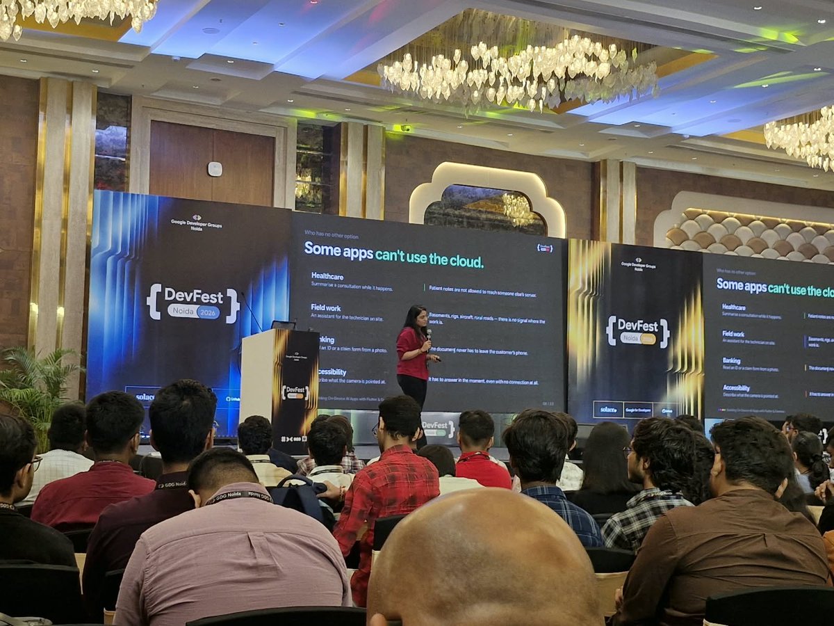 sudo_core's tweet photo. At Devfest 2026 

Crazy event by @gdg_noida 

Last time I was here as a newbie, this time as a Developer .. ! 

Lessgoo

#devfest #gdgnoida #gdgcloudnoida https://t.co/t8UgrctqXz