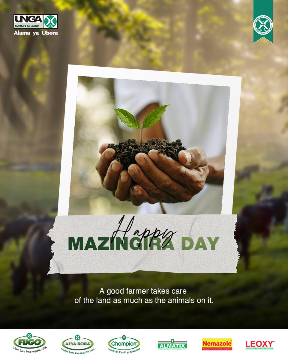 UNGAFarmcare's tweet photo. The quality of the water your animals drink, the pasture they graze on and the air in your poultry house all come from the environment around your farm.

Take care of it and it takes care of your livestock.

Happy Mazingira Day from all of us at Unga Farmcare.

#MazingiraDay #UngaFarmcare #ResponsibleFarming