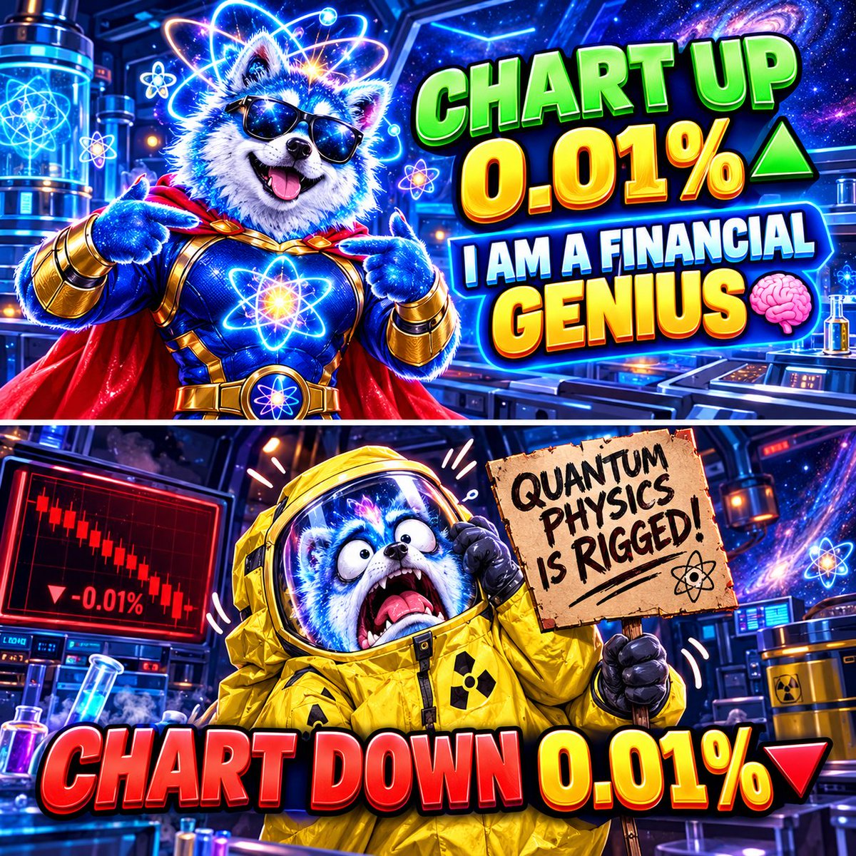 Yoru_Blaze's tweet photo. @SuperQtmInu Quantum Inu holders have TWO states: 🚀 Genius when the chart goes up 0.01%… 😭 and quantum physics is rigged when it drops 0.01% 😂⚛️

Which state are you in today? 🐶💎
$SQI $SI $QI #So
#SuperQuantumInu #MemeContest https://t.co/jepGPtSM6v