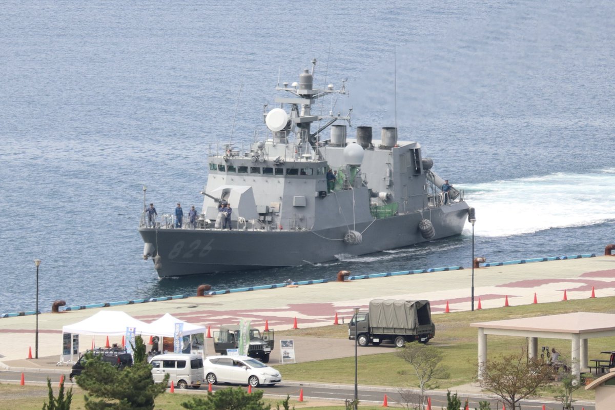 Ship_AppleMGA's tweet photo. 海上自衛隊 佐世保基地 
哨戒防備群第3哨戒防備隊 ミサイル艇
PG-826 おおたか 壱岐 郷ノ浦新港入港 https://t.co/Lz9mAuSfXY