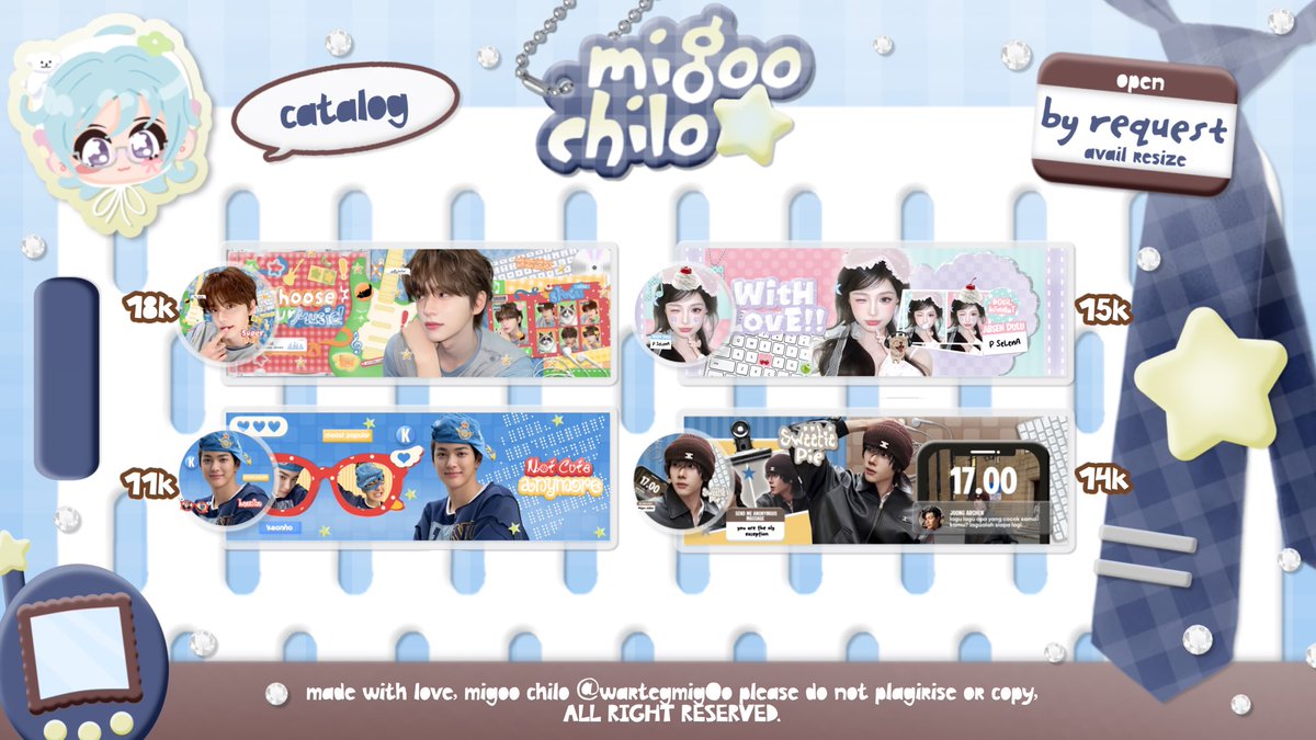 wartegmigOo's tweet photo. 🍎⭐️  ♡  help rt please  ..  ⊹ ◍ 

📌bEpp BeEpp, hayikk .☘︎ ݁˖  
special promo 10.10 coming💥 semua katalog layout diskon 20% 🐣berlaku untuk by request dan ready stock🛴scroll up for the details🌀

👔 : berlaku 10-13 oktober
💌 : order by dm/wa/telegram

#bealanja https://t.co/V253e6wZMt