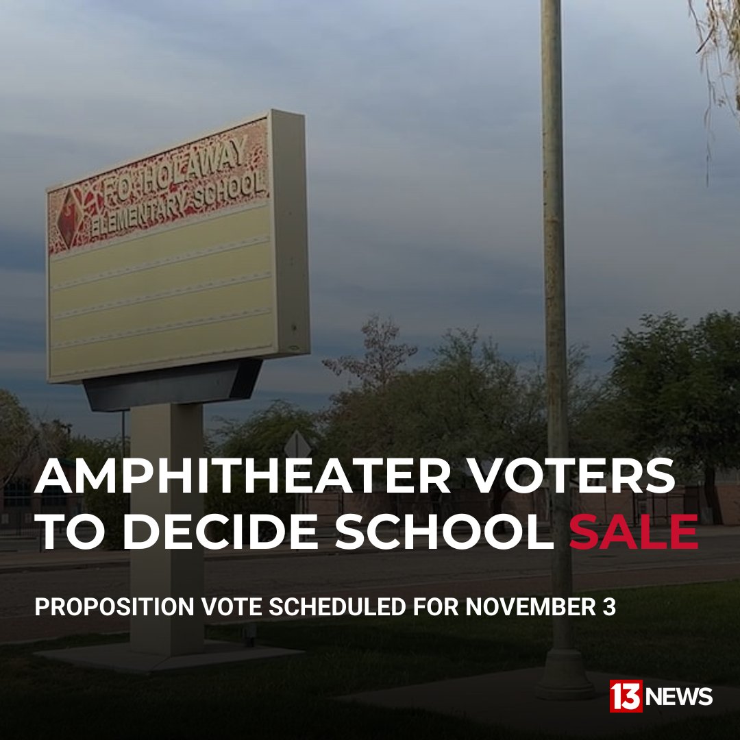 KOLDNews's tweet photo. Amphitheater Public Schools is asking voters to approve the sale of six properties, including four closed elementary schools, through Proposition 426 on the Nov. 3 ballot.

🔗 In bio. https://t.co/paAo2IiNIW