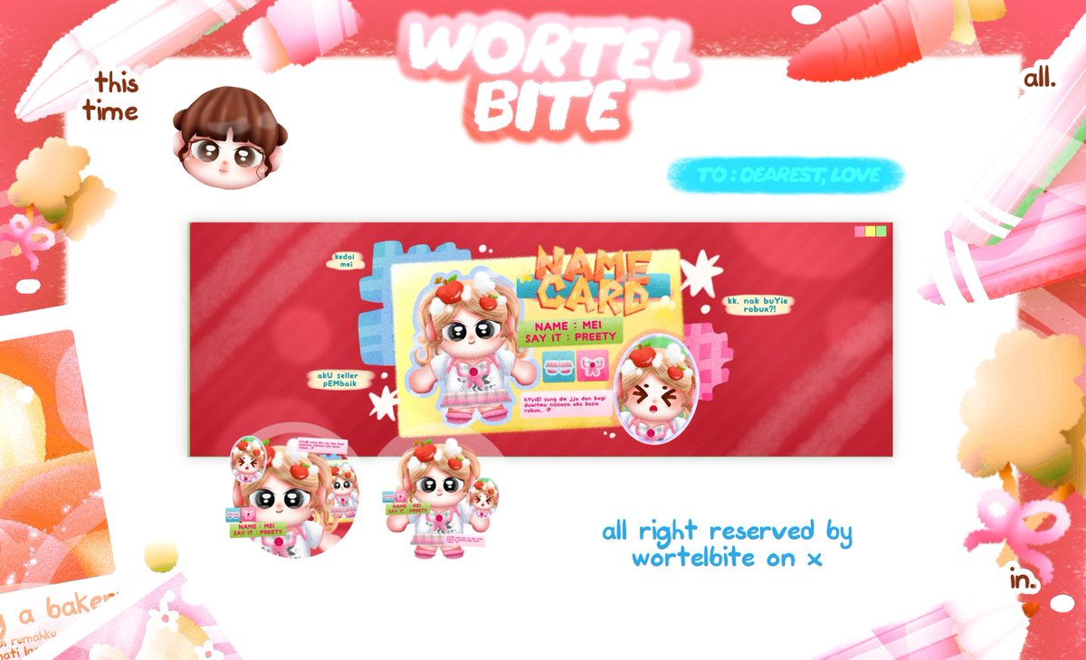 wortelbite's tweet photo. HELP REPOST! 10.10 💌 💭 #bealanja 
arigato teman— teman :D . . . 

hai, aku kembali open order untuk katalog name card with special price yaitu :

⭐️ RP. 20.000
📧 VIA DM/TELE
📘 5 SLOT ONLY

ayo kapan lagi jajan murah di aerin, untuk detail scroll kebawah ya ❤️ https://t.co/yCqofrmRXm