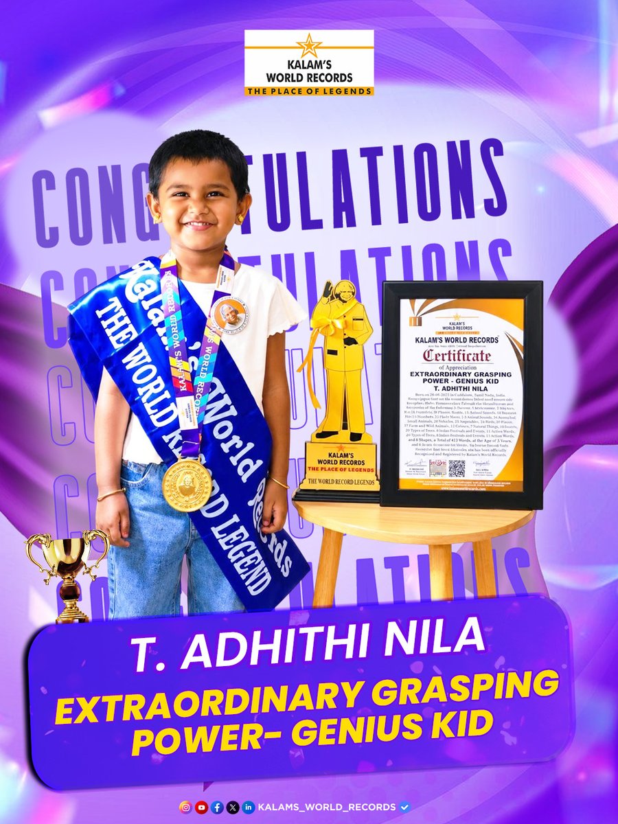 K_B_O_R's tweet photo. Extraordinary Grasping Power – Genius Kid 

👏 Congratulations T. Adhithi Nila!

#geniuskid #YoungGenius #childprodigy https://t.co/GcQGpkj96k