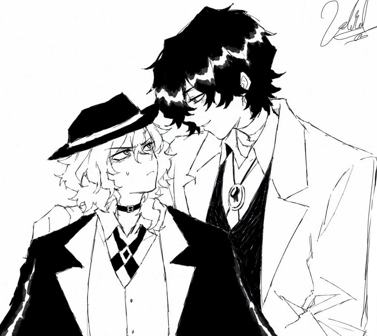 Jjuddwee's tweet photo. Dibujo de skk mientras agonizo por el hiatus del manga.

#soukoku #太中 #digitalartㅤ https://t.co/Ja1Vtqqjfg