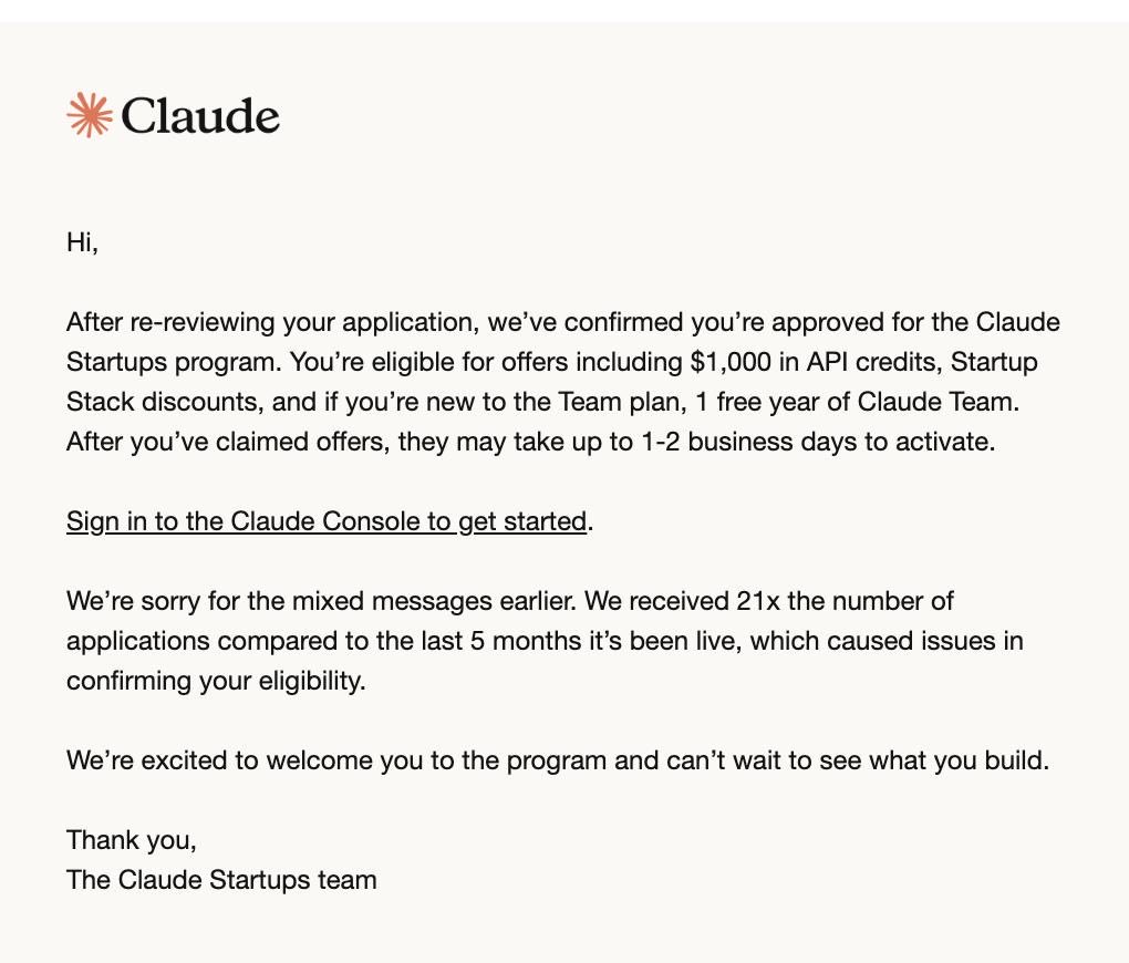 souryaeth's tweet photo. ๐ OmegleVC is now part of Anthropicโs Claude Startups program!
Excited to build with $1,000 in API credits and startup perks.
Our upcoming project Klyq .
More to come! ๐ฅ
#ClaudeStartups #Anthropic #OmegleVC https://t.co/7P6Qocv5rj