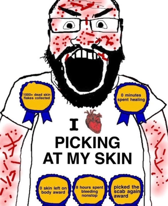 mikeoomf's tweet photo. how i look after spending 15 minutes making craters in my skin with tweezers before my shower https://t.co/Ckx3wJ4t9A
