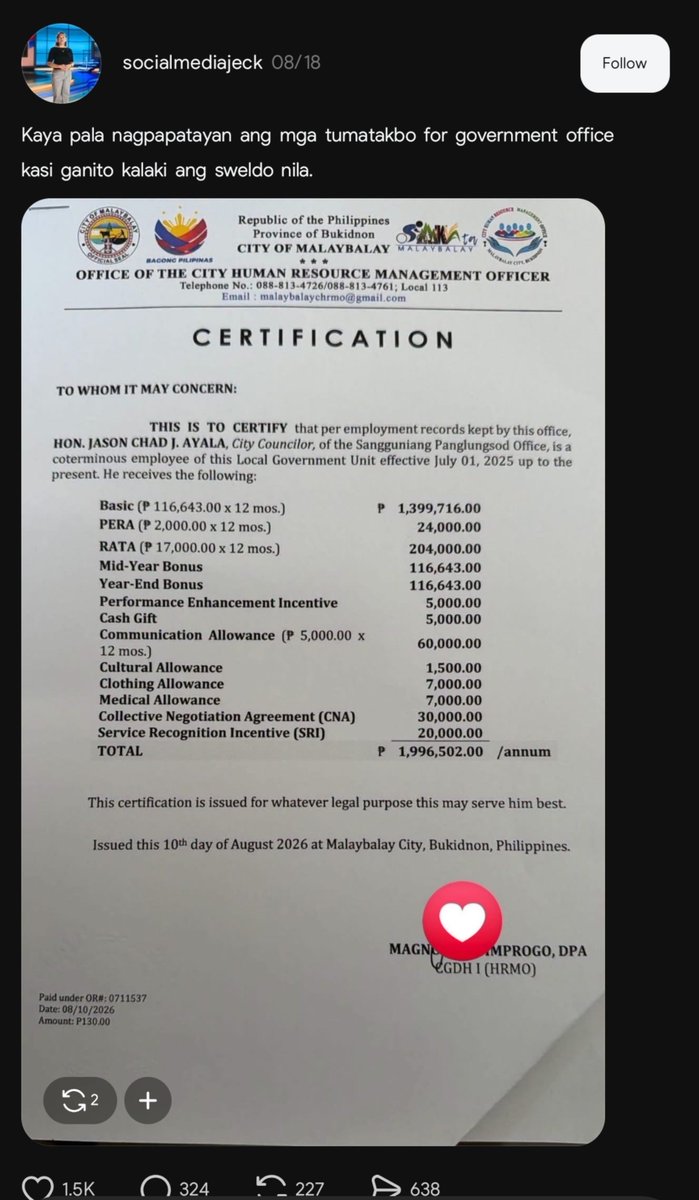 CASHualbehavior's tweet photo. Kaya pala kalahati sa brgy. namin bet na bet tumakbo...

tapos ung mga hirap na hirap sa work nila, napaka-baba ng pasahod. Tnginuh talaga Pinas! https://t.co/2hx7wJQdBF