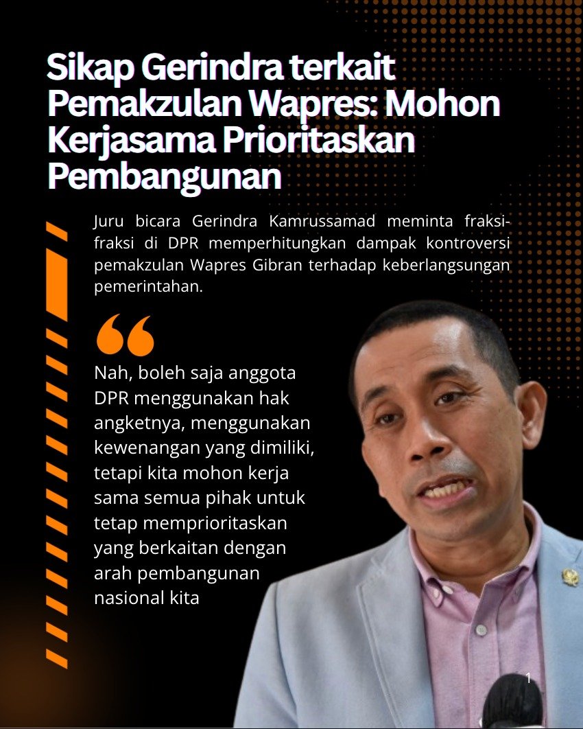 rojan_honki's tweet photo. Menjaga stabilitas negara itu penting banget, makanya narasi isu pemakzulan Wapres sebaiknya tidak mengganggu agenda pembangunan nasional.
#PutusanMK #Gerindra #PembangunanNasional #PolitikIndonesia #DPRRI https://t.co/htcdZbLenf
