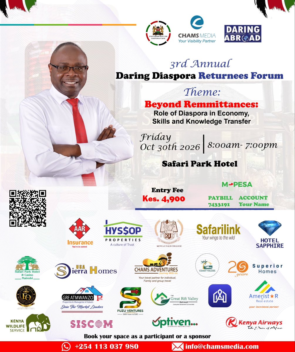 greatmwanzo's tweet photo. Join industry leaders, investors, entrepreneurs, and diaspora returnees as we explore how the diaspora can contribute beyond remittances through investment, expertise, innovation, and knowledge sharing.

Your next big opportunity could begin with one connection! 🇰🇪🚀 https://t.co/jlGYPecLCR