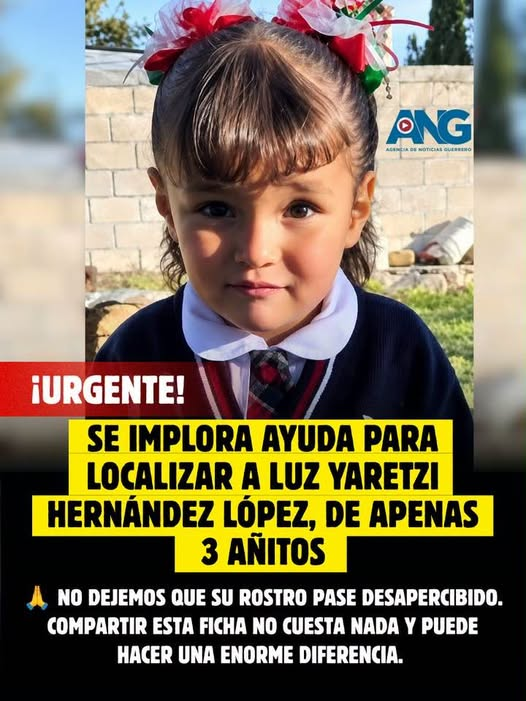 lunadeandromeda's tweet photo. #URGENTE | SE IMPLORA AYUDA PARA LOCALIZAR A LUZ YARETZI HERNÁNDEZ LÓPEZ, DE APENAS 3 AÑITOS
Luz Yaretzi Hernández López, una pequeña de apenas 3 años de edad, es buscada luego de que se reportara su desaparición en el municipio de Cuautepec de Hinojosa, Hidalgo. De acuerdo con la ficha de la Alerta Amber Hidalgo, la niña fue vista por última vez el pasado 5 de octubre de 2026 y, desde entonces, se desconoce su paradero. Su familia enfrenta momentos de angustia al no saber dónde se encuentra la pequeña, por lo que cualquier información que ayude a dar con ella puede ser de gran importancia.
Luz Yaretzi nació el 23 de septiembre de 2023. Tiene nacionalidad mexicana, mide aproximadamente 90 centímetros, pesa alrededor de 16 kilogramos, tiene el cabello largo y ondulado de color castaño claro y los ojos color café claro. Estos datos, junto con su fotografía, pueden ayudar a reconocerla.
 ¡Ayúdanos a que Luz Yaretzi regrese a casa! Compartamos su fotografía y la información de su ficha para que llegue a más personas, especialmente en Hidalgo y sus alrededores. No sabemos quién podría haberla visto o tener algún dato que contribuya a localizarla. Detrás de esta búsqueda hay una familia que necesita respuestas y que espera volver a abrazar a su pequeña.
Si tienes información que pueda ayudar a localizarla, comunícate al número de: 800 008 5400. Cualquier dato debe proporcionarse directamente a las autoridades.