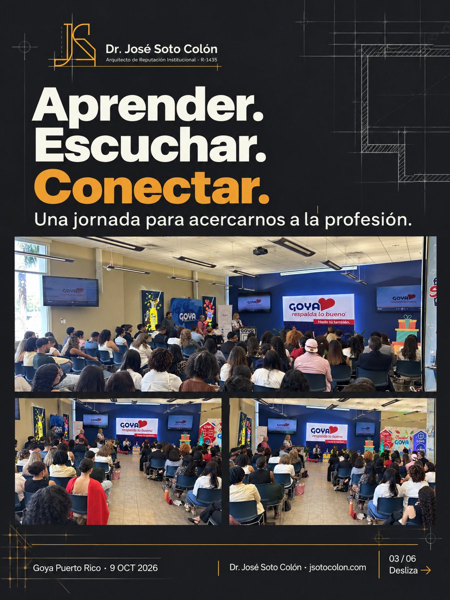 drjsotocolon's tweet photo. ¡Ser relacionista brega! 🙌 Ayer compartimos con estudiantes y colegas en el congreso de la ARPR, en Goya Puerto Rico.
Una jornada para aprender, conectar y acompañar a la próxima generación de relacionistas.
#SerRelacionistaBrega #ARPR https://t.co/3l2koGT1rS