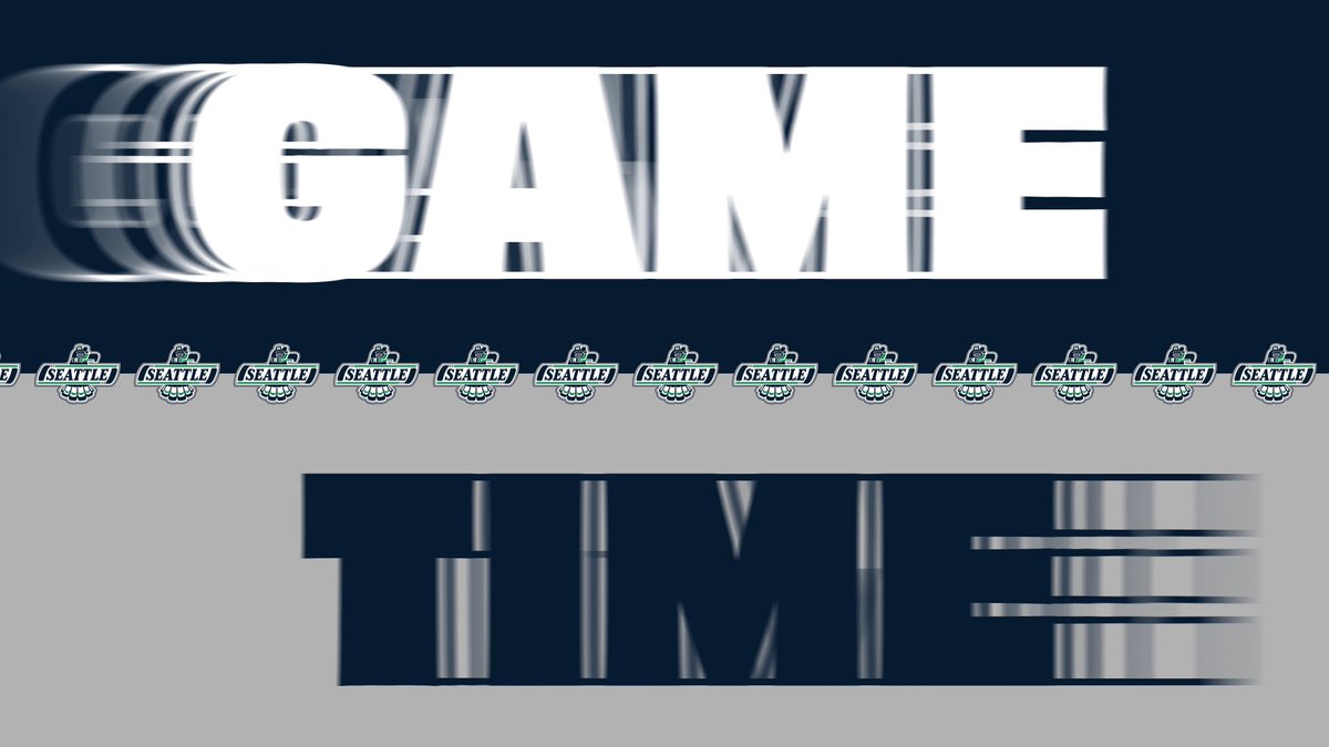 A Seattle-themed graphic design featuring the text 'GAME TIME' with 'SEATTLE' logos forming a decorative border between the two words, set against a navy blue and gray background.