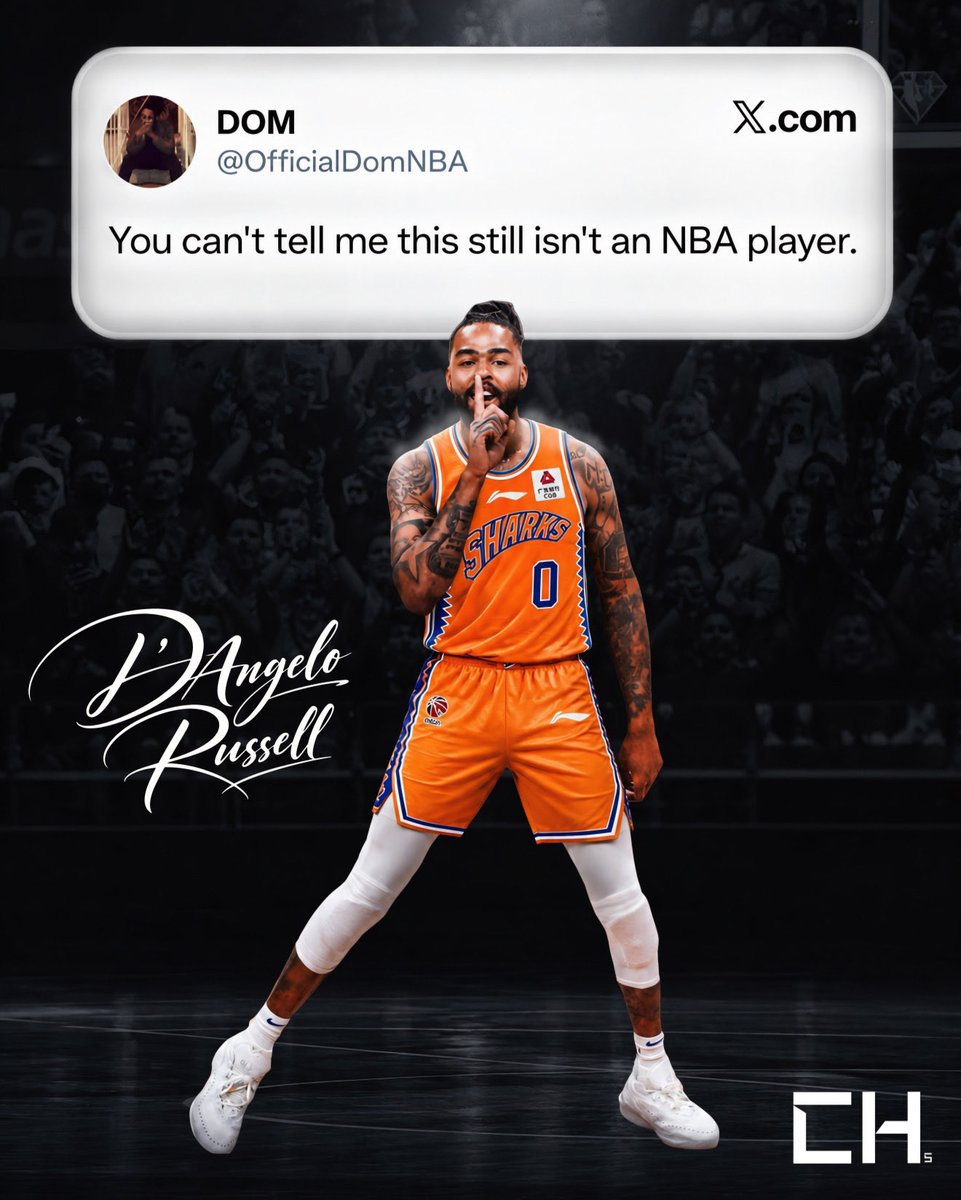 RogerAngel6493's tweet photo. D'Angelo Russell BALLED OUT in his Shanghai Sharks debut, dropping 18 PTS, 7 REB, and 9 AST! 🦈🔥

D’Lo is proving he’s still got game! 👀

Which NBA team should bring him back? 🤔 https://t.co/vRVBsc7t3v
