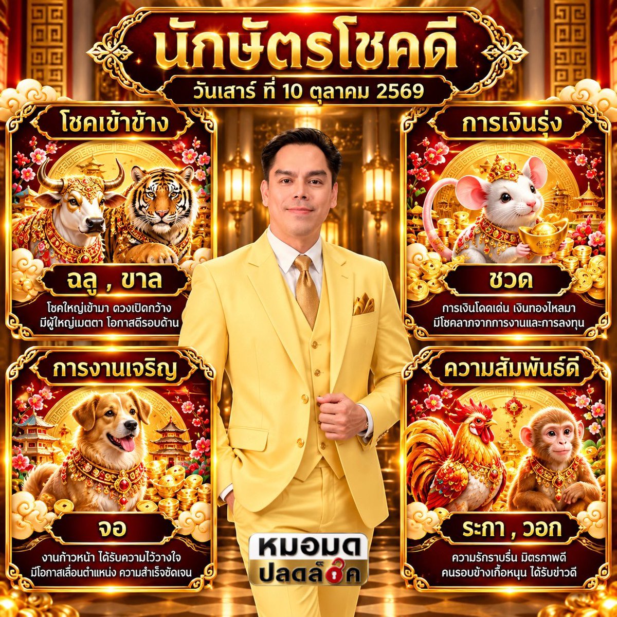 MormodPlodlock's tweet photo. นักษัตรดวงดี ประจำวันที่ 10 ตุลาคม 2569

#นักษัตรดวงดี ฉลู, ขาล, ชวด, จอ, ระกา, วอก 
#ปลดล็อคไลฟ์Daily
#LifeTips
#Upgradeชีวิต
#มูอย่างมีสติ
#สายมูยุคใหม่

* เคาะที่นักษัตรตนสองทีเพื่อปลุกพลัง*

📥 ปรึกษา #ดูดวง #ฮวงจุ้ย #ฤกษ์มงคล ปลดล็อคเฉพาะบุคคล #ปลดล็อคคลับ 

#หมอมดปลดล็อค https://t.co/AnAjOK7bf5