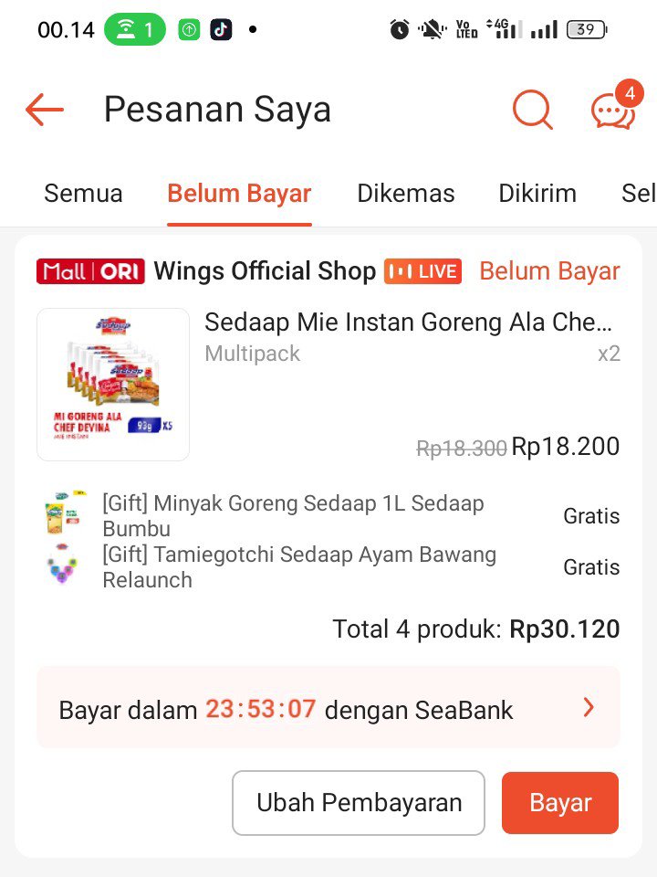 kons1sten's tweet photo. @raolte Udah CO ini kak tp blm dibayar,lumayan bgt 30k dapat mie 10 pcs sama minyaknya 1L. https://t.co/XktsmSOWyb