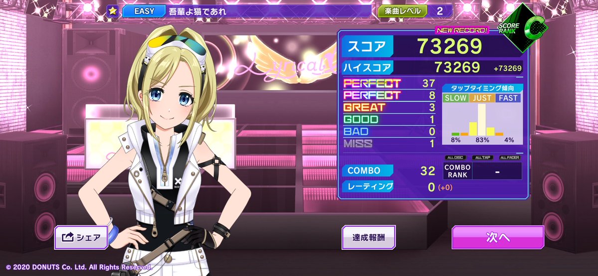 quiz_player's tweet photo. [EASY]吾輩よ猫であれのハイスコア更新！
🎵D4DJ GroovyMix ⇒ https://t.co/hCFlxMyZ4f
👤8Cvpgk9A
#グルミクスコア https://t.co/3yohQzOFOE