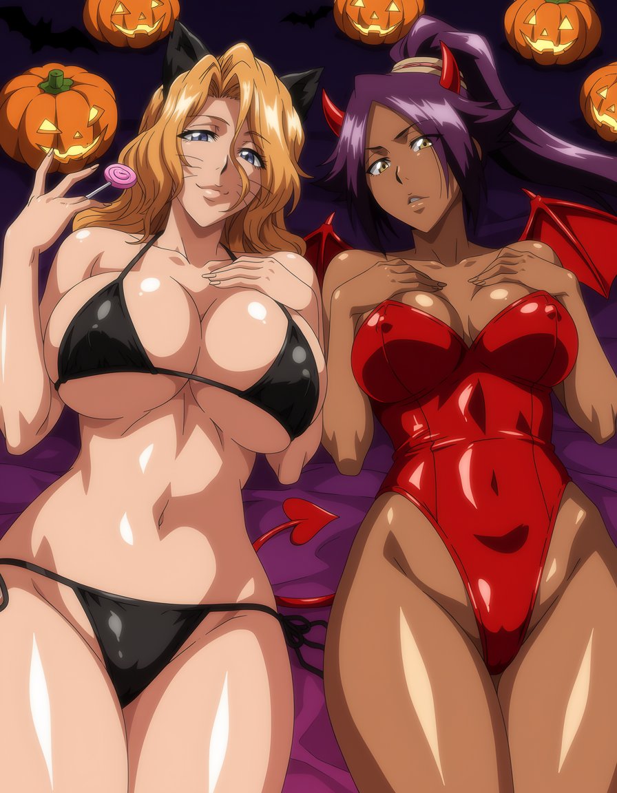 WaifuChallenge's tweet photo. 四楓院夜一 - Yoruichi Shihouin
松本乱菊 - Rangiku Matsumoto https://t.co/MoAujjluK1