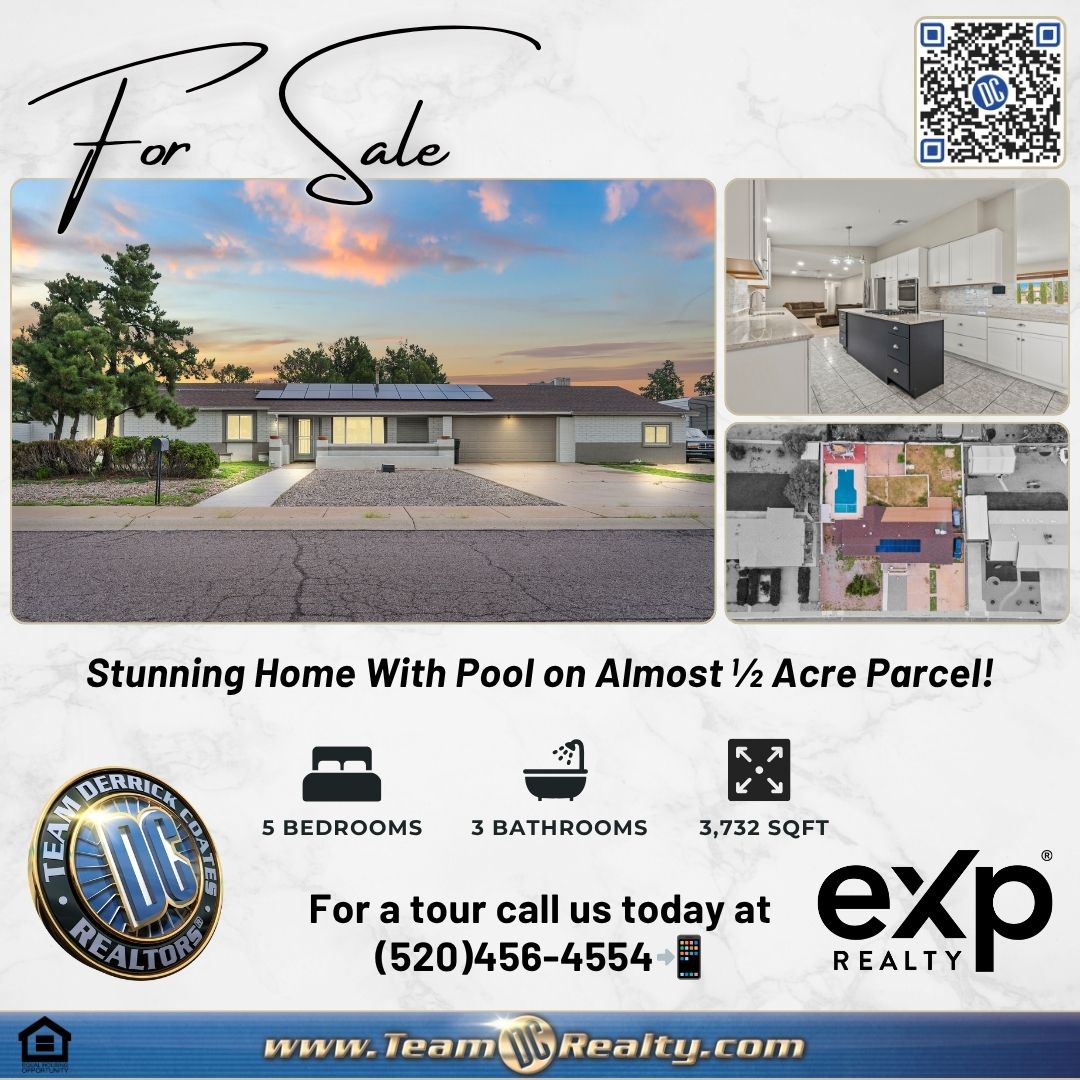 Derrick_Coates's tweet photo. π Home For Sale!β¨
RARE FIND! Nearly Β½ Acre, 5 Bedrooms, Pool & Solar!
π²For a tour call Team Derrick Coates at (520)456-4554.
βΉοΈFeatures:
ποΈ 5 Bedrooms
π 3 Bathrooms
π3,732 SQFT
ποΈPool
β»οΈSolar System!
β
0.41 Acres
β
$525,000
πSierra Vista, AZ
#Arizona #solarsystem #poolhome https://t.co/D9uckjPwQa