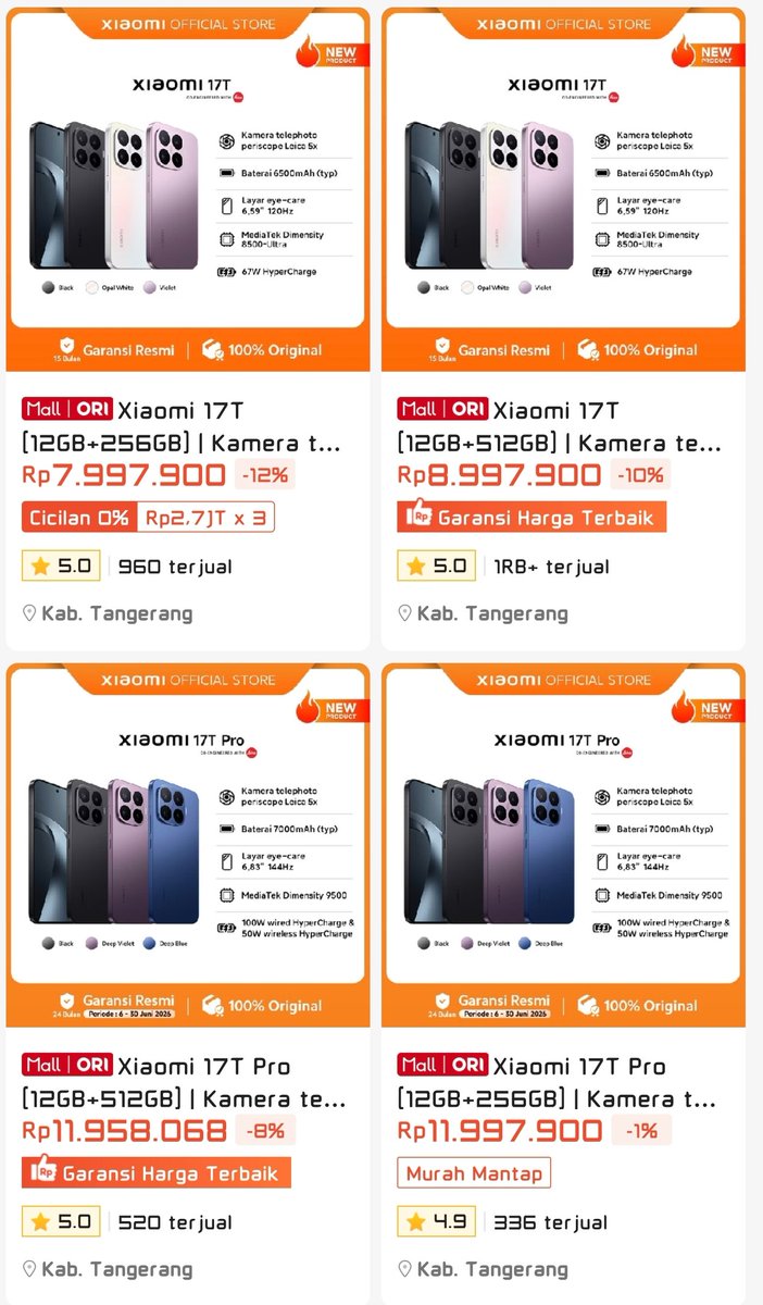 ArmynLius's tweet photo. Poco X8 Pro 12/512 new 6,5 juta
Poco X8 Pro Max 12/512 new 8,5 juta
Poco F9 Pro 10,5 juta
Xiaomi 17T 12/512 new 9 juta

Link pembelian Official Store
https://t.co/Zi4Tk8btKG https://t.co/FLtiUlndsc