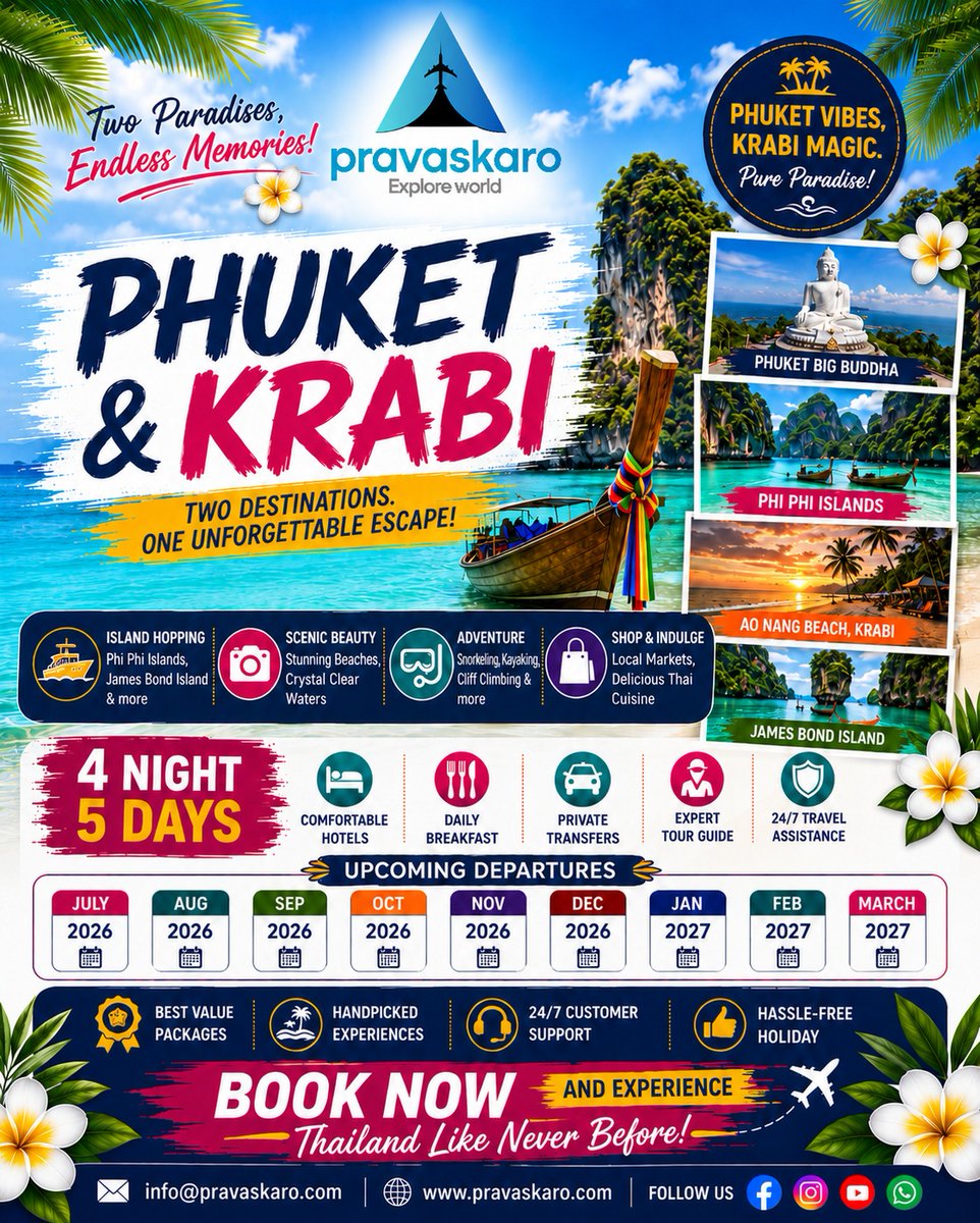 andsweet's tweet photo. Phuket &amp; Krabi: two paradises, one unforgettable escape. Explore Phi Phi, James Bond Island, Big Buddha, Ao Nang, snorkeling, local markets and Thai cuisine. 4 nights, 5 days with hotels, breakfast, transfers and expert guides. Departures July https://t.co/nwNLmWSD9l