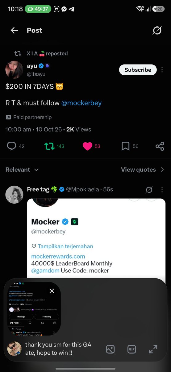 j4emholic's tweet photo. @itsayu @mockerbey thank you sm for this GA ate, hope to win !! https://t.co/y0t87iIf55