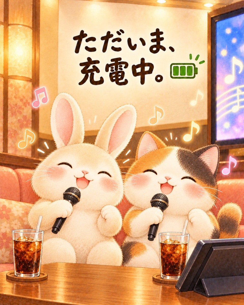 karaokezima's tweet photo. 今のあなたの元気の充電は何%？🪫
今日から3連休！
好きな歌のサビを思いっきり歌う。
お風呂で「ふぅ」と息を吐く。
何も考えず、ぼーっとする。
そんな時間を過ごしませんか？

今日は自分にも充電器を繋いであげましょう🔌 https://t.co/XZj2ZSNnEv