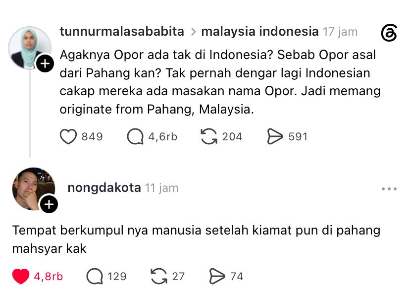 heyfannnnn's tweet photo. ADUHHH INI LUCU BANGET CAPEK🤣🤣

mereka udah sampai ke opor aja pembahasannya ya Allah…

sepak bola → Jennifer Coppen → F1 → Paspor → IQ → Batik Malaysia → Kahf → FOMO Badlab → santan Kara → Bahasa Inggris → pelafalan ABC → sampo sachet → beras → penggunaan kata WKWKW di Indonesia → gas LPG → Kopi Kenangan → polisi tidur → token listrik → bahasa Jawi???

kali ini opor, hayoo next apa lagi?
perasaan ga kelar kelar deh, nih netizen malah pada chill nanggepinnya pake jokes😭