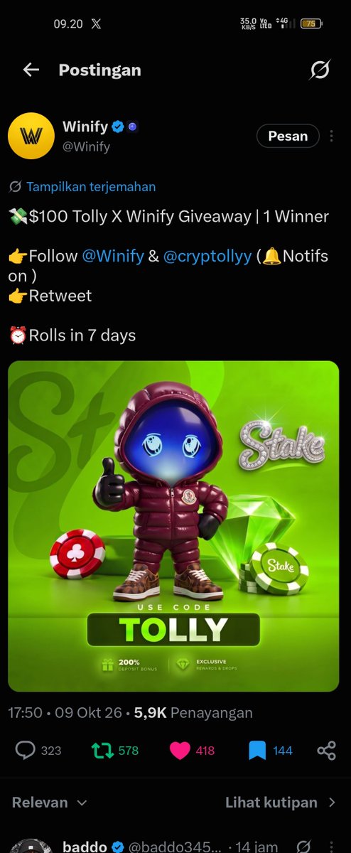 LapakCu4n's tweet photo. @Winify @cryptollyy Done ✅✍️ 
Thank you so much before for this great opportunity 💖🫶 https://t.co/1gmOENp1Eu