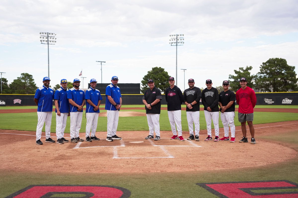 unlvbaseball's tweet photo. A first for Southern Nevada baseball. A moment to celebrate. UNLV vs CSN ❤️🖤

#BEaREBEL https://t.co/yTblfi9yOR
