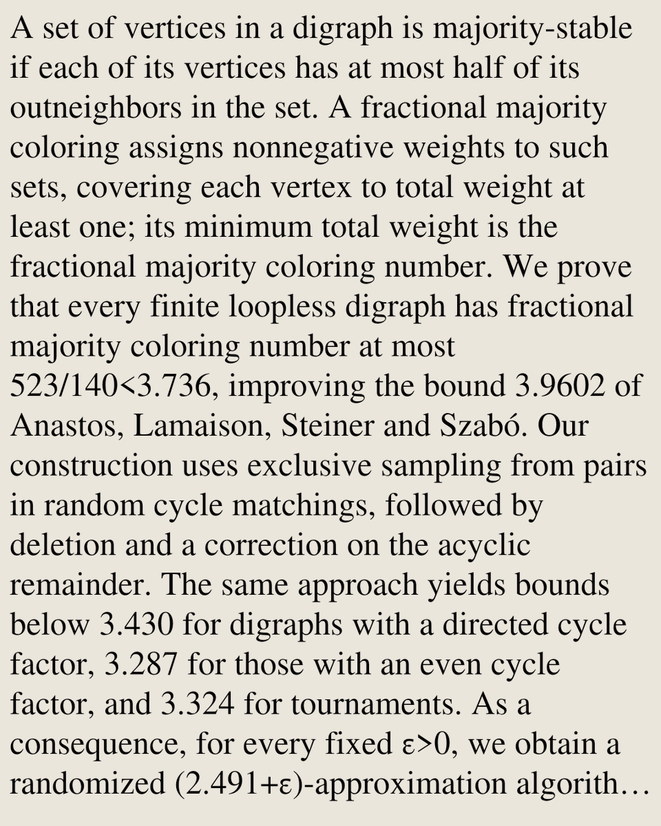 MCombinatorics's tweet photo. Fractional majority coloring of digraphs: bounds and inapproximability

Walid Ben-Ameur, Alessandro Maddaloni
https://t.co/h6dIvxolZp [𝚖𝚊𝚝𝚑.𝙲𝙾] https://t.co/SJV0LwLSJ5