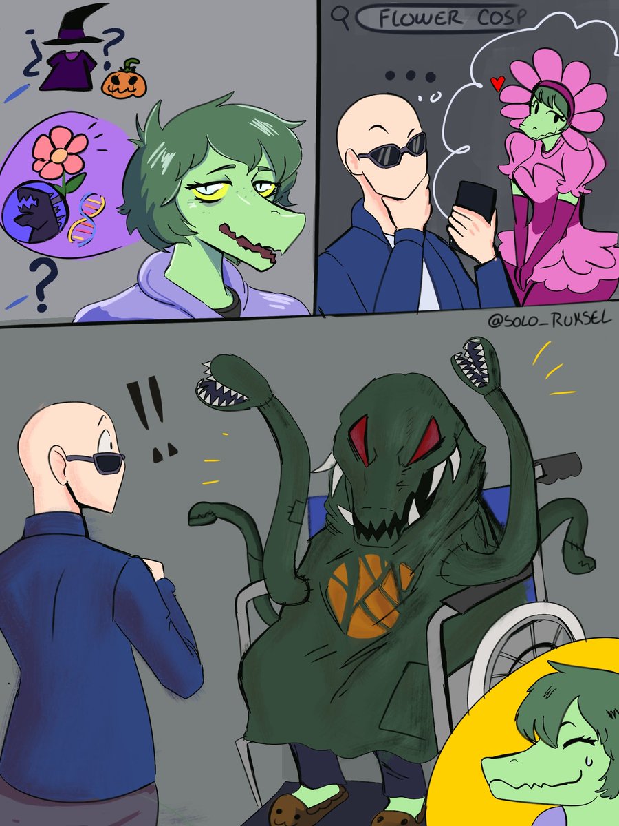 Solo_Ruksel's tweet photo. Olivia was talking about a biollante costume 

#iwannihugthatgator #godzilla  #scalie 
100/100 https://t.co/VdeQhaKIP7